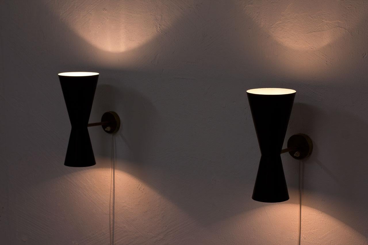 Pair of Wall Lamps by Alf Svensson for Bergboms, Sweden, 1950s 4