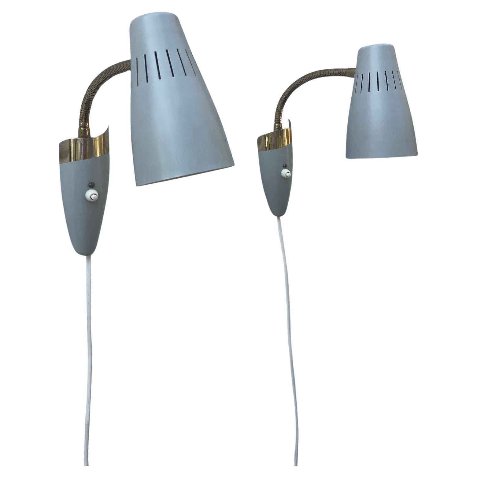 Paar Wandlampen, von Arvid Böhlmarks Lampfabrik, Model No. 8845, Schweden, 1950er Jahre im Angebot