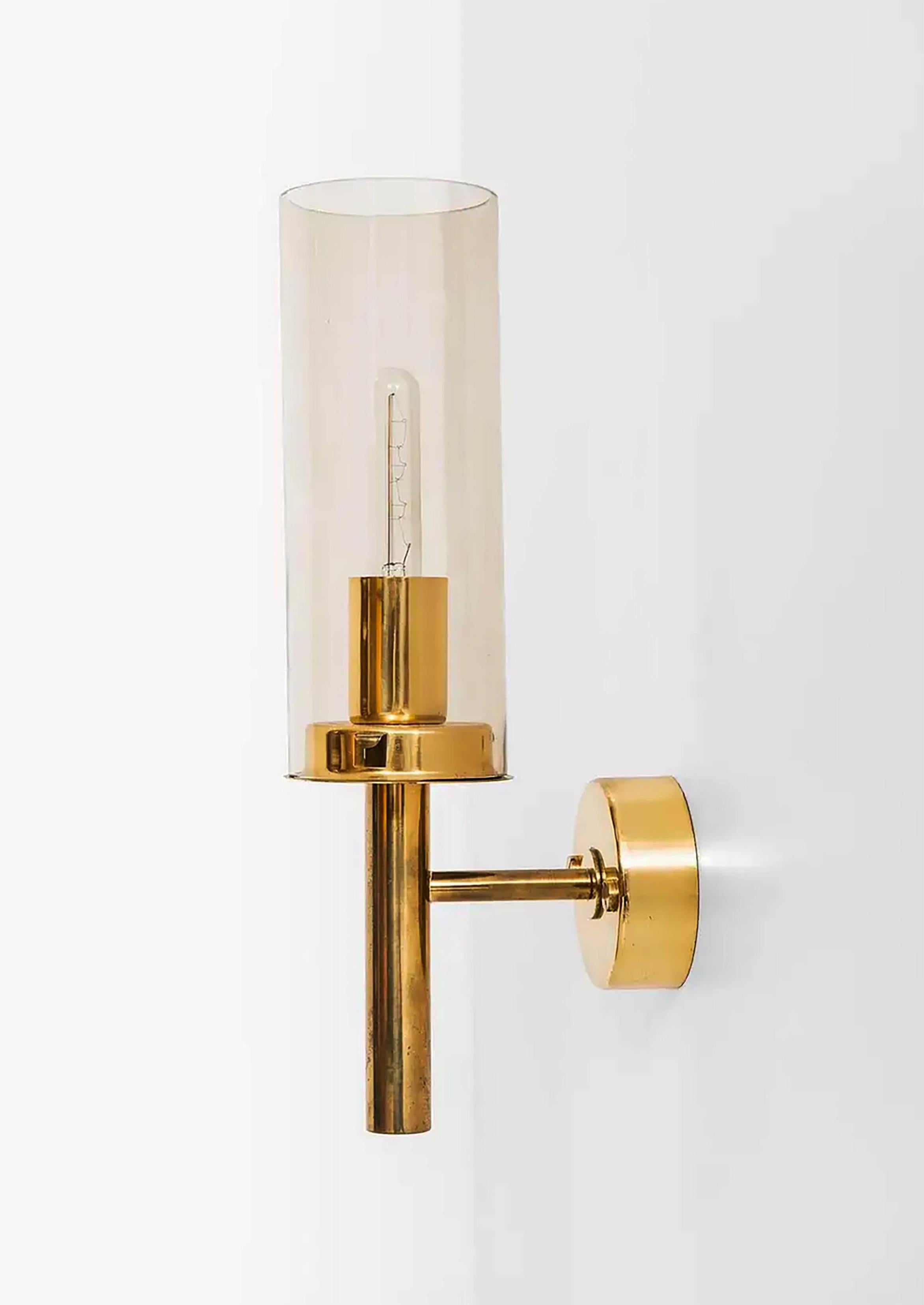Brass Pair of Wall Lamps by Hans-Agne Jakobsson Model V-169 For Sale