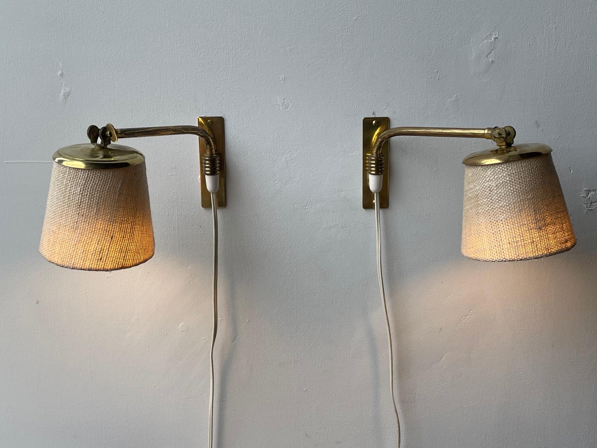 Brass Pair of Wall Lamps by Itsu Finland For Sale