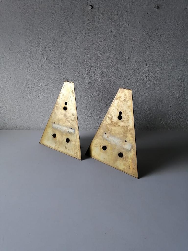 Opaline Glass and Brass Pair of Wall Lamps by Limburg, 1980s For Sale 6