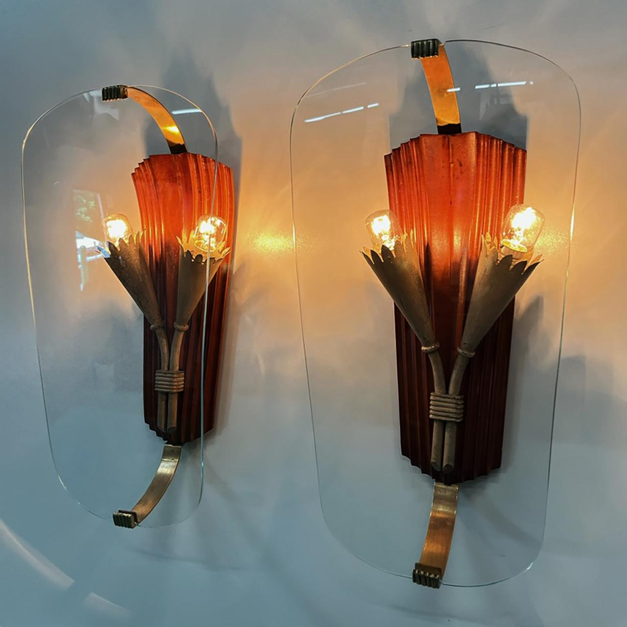 Pair of wall lamps by Pietro Chiesa, Italy 1950s For Sale 3