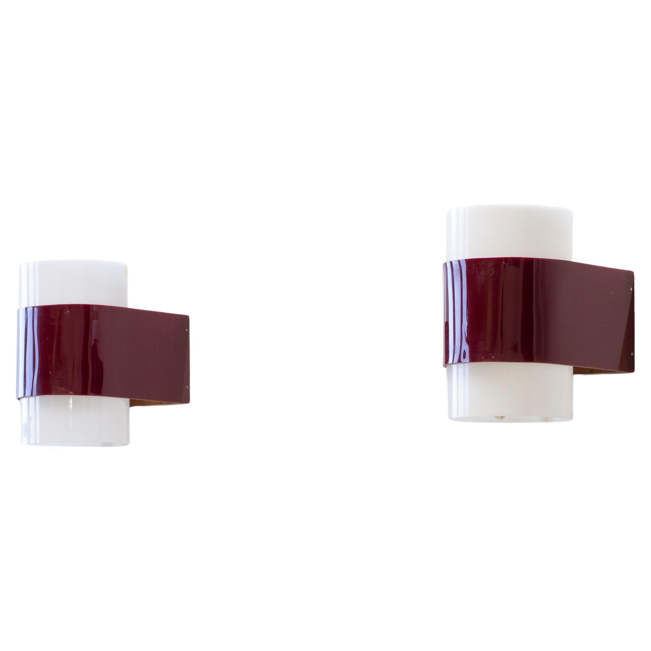 Pair of wall lamps by Yki Nummi. Produced in Finland by Orno, 1950-60s