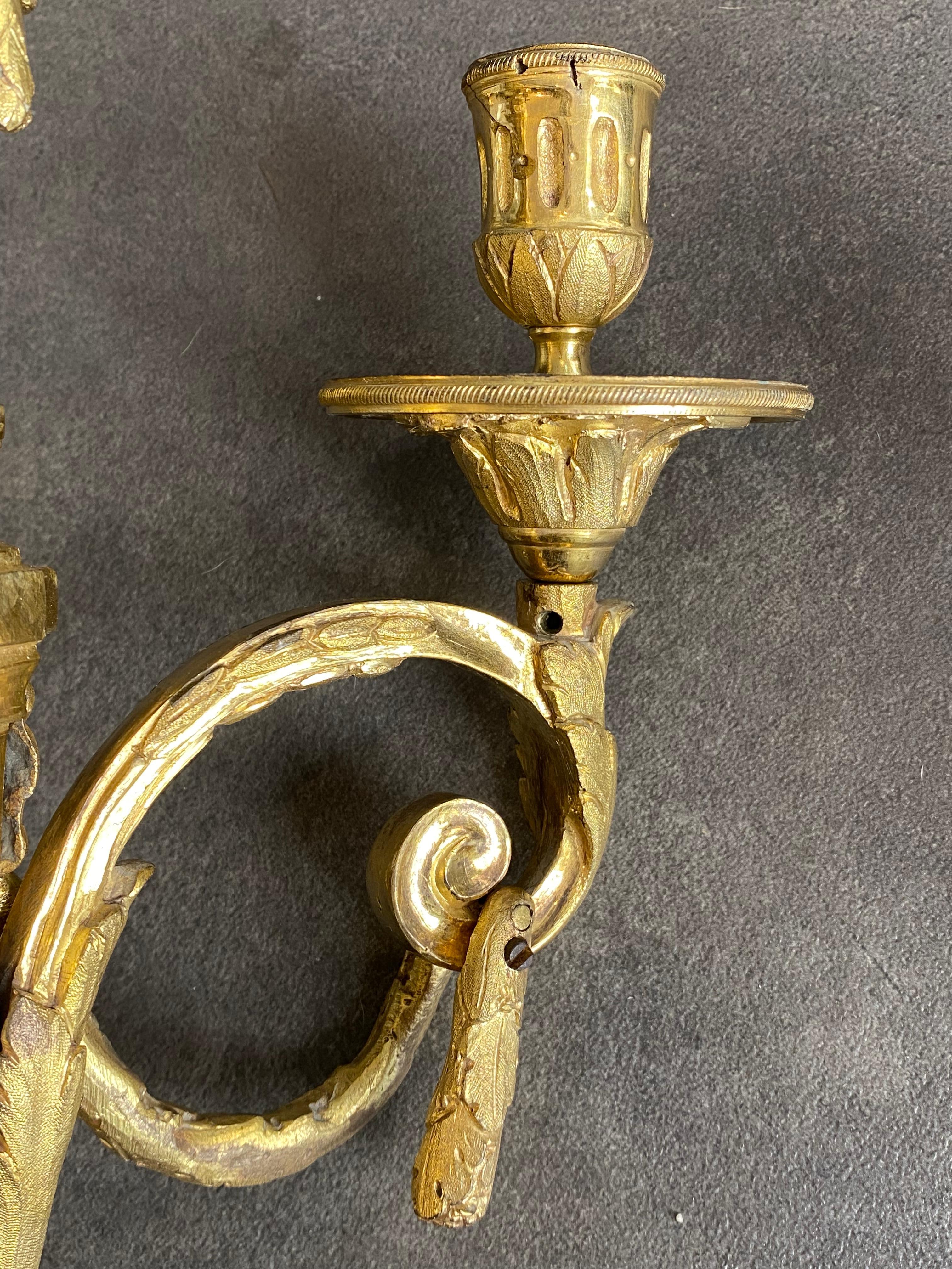 Pair Of Wall Lamps - Gilt Bronze - France - 19th Century 1