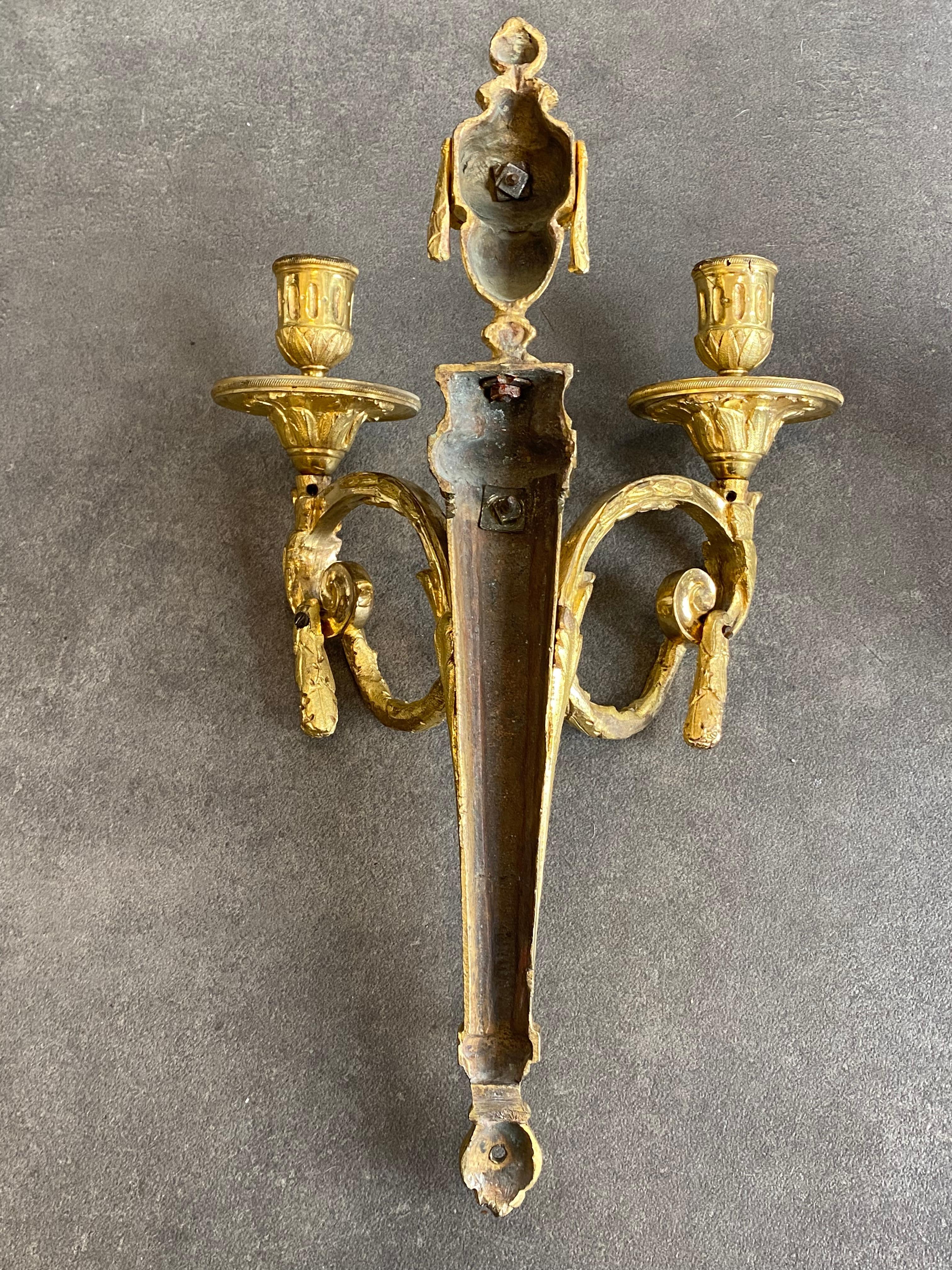 Pair Of Wall Lamps - Gilt Bronze - France - 19th Century 3