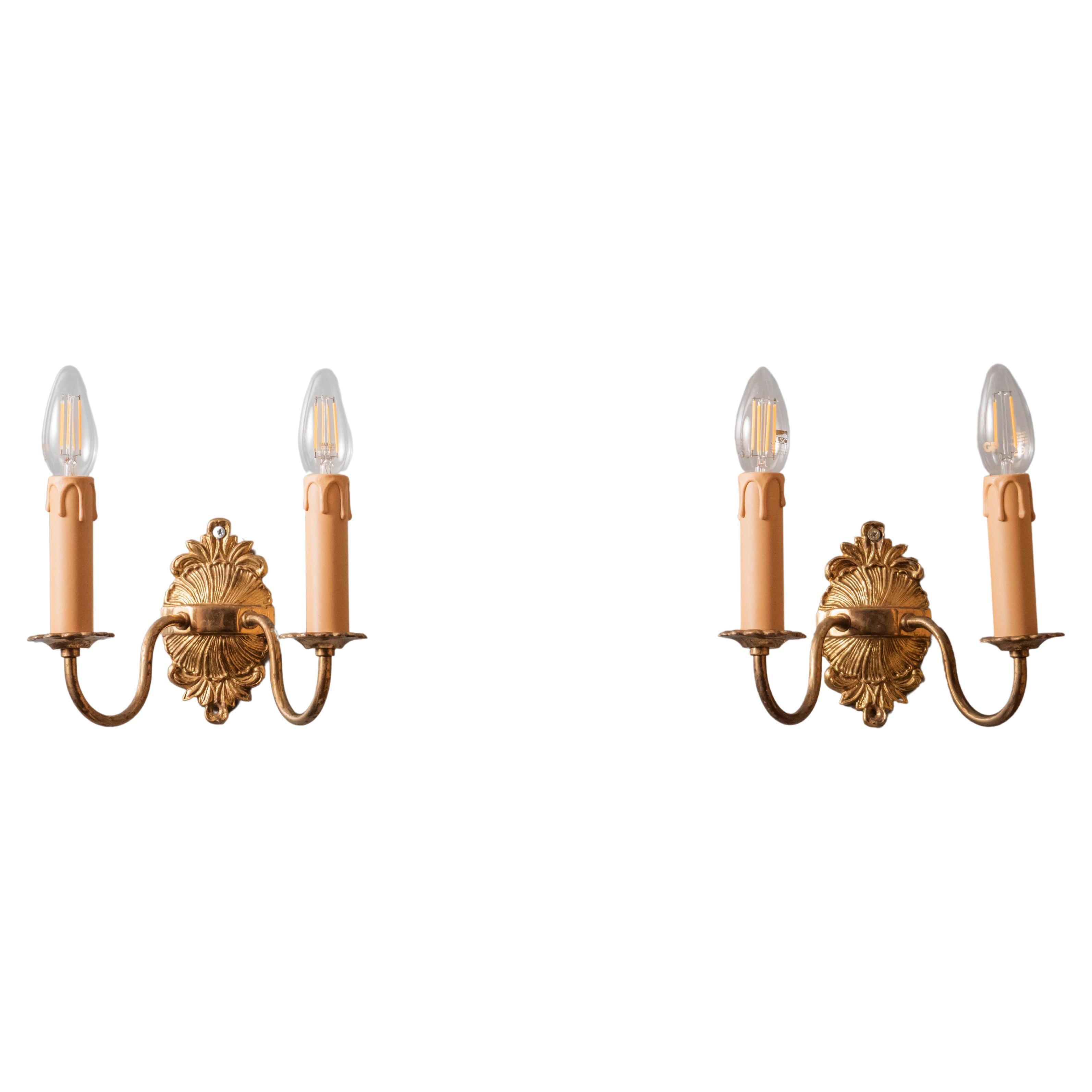 Pair of wall lamps, height 22 cm For Sale