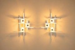 Pair of Wall Lamps in Aluminum by Gaetano Sciolari, Italy , 1970's