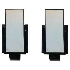 Coppia di lampade da parete in legno laccato nero del 1970 circa