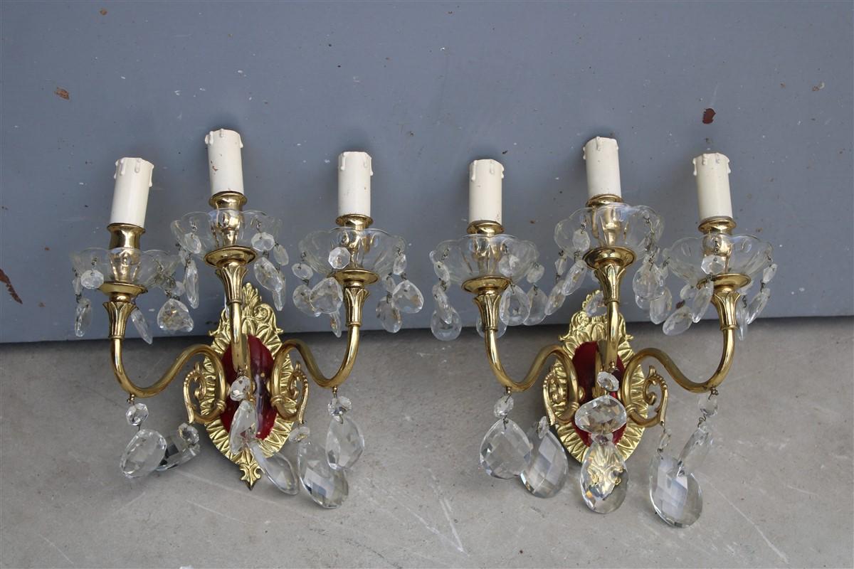 Made of solid brass embroidered with ruby red enamel and crystals, very elegant and refined.