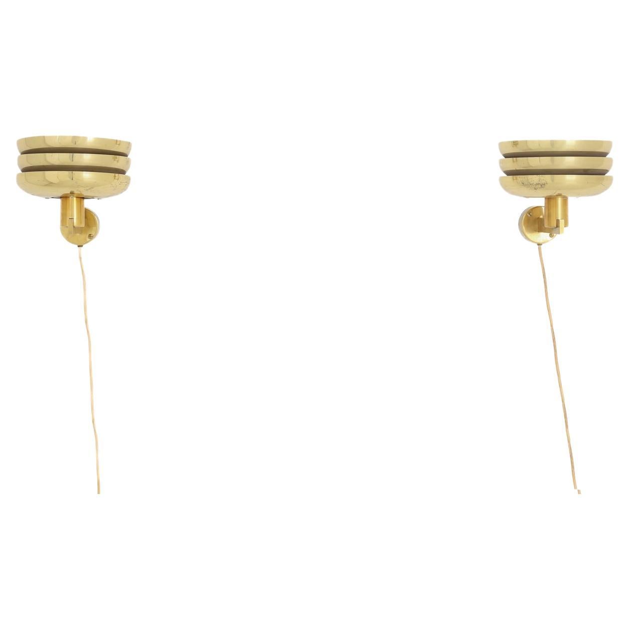 Pair of Wall Lamps in Brass by Hans-Agne Jakobsson