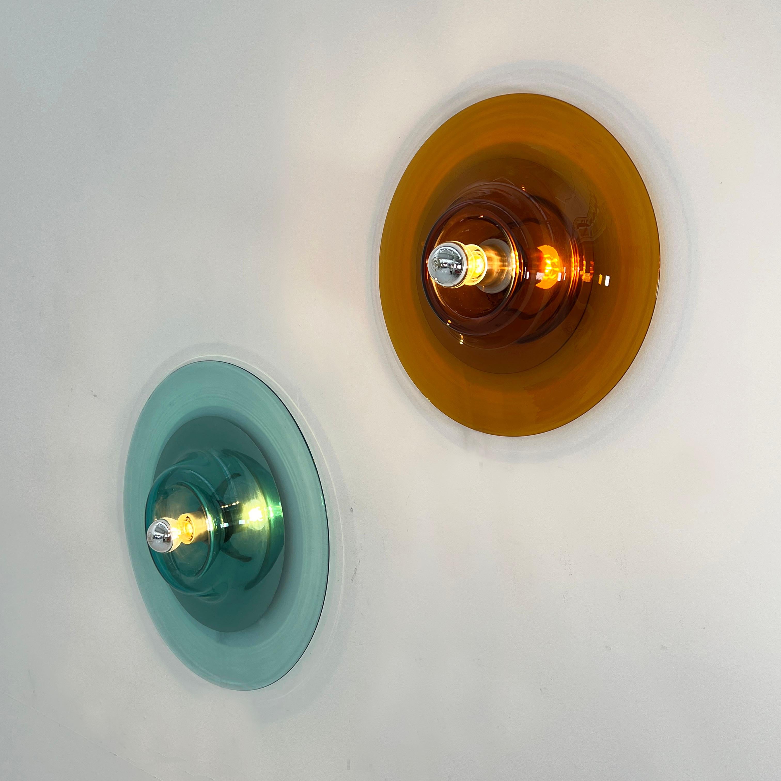 Pair of Wall Lamps in Murano Glass by Pierre Cardin for Venini, 1969 In Good Condition In Ixelles, Bruxelles