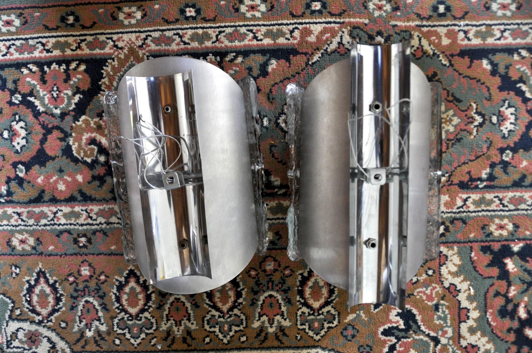 Pair of Wall Lamps Mazzega Murano, Space Age, Italy, 1970 For Sale 1