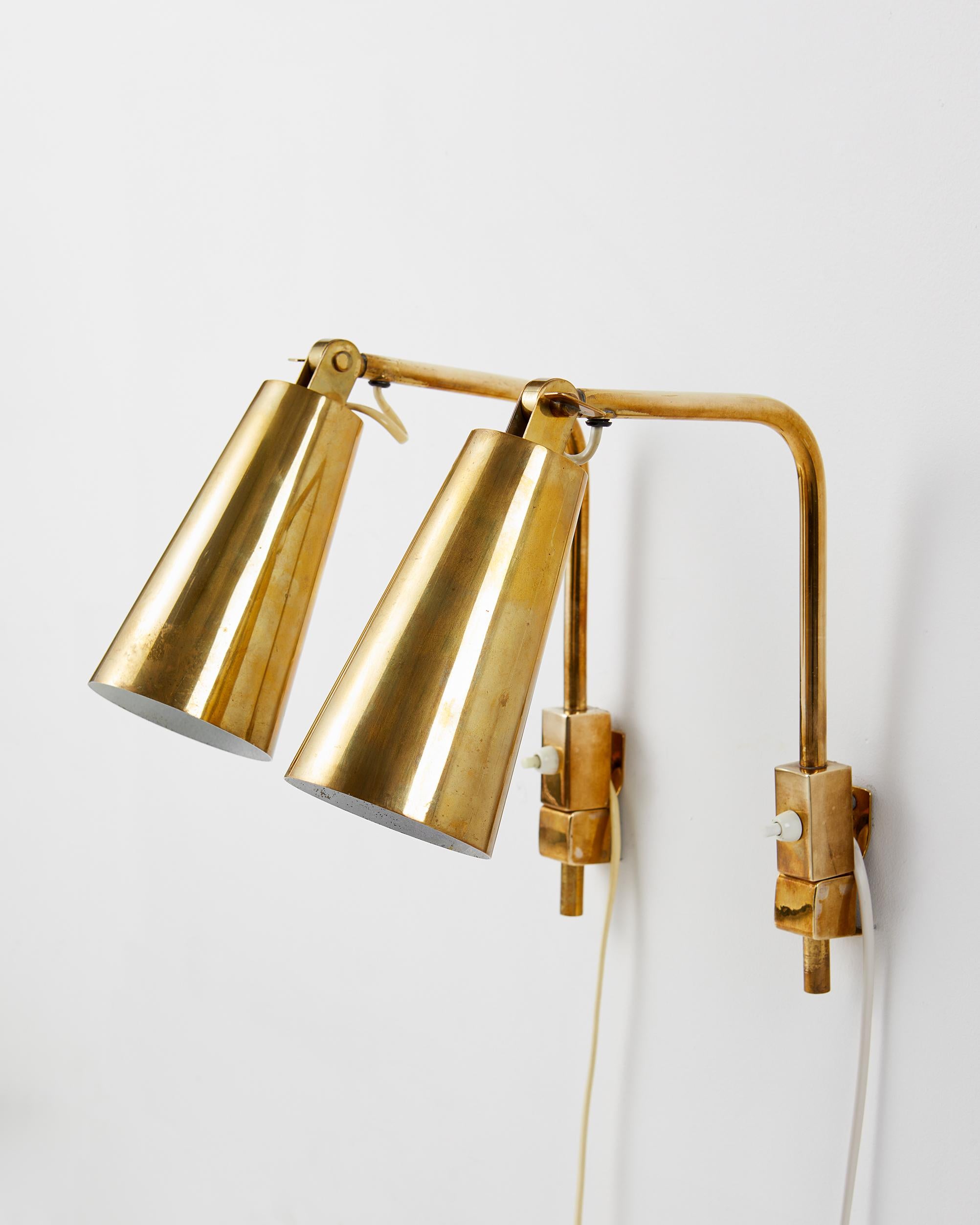 Mid-Century Modern Pair of Wall Lamps Model ‘9459’ Designed by Paavo Tynell for Taito
