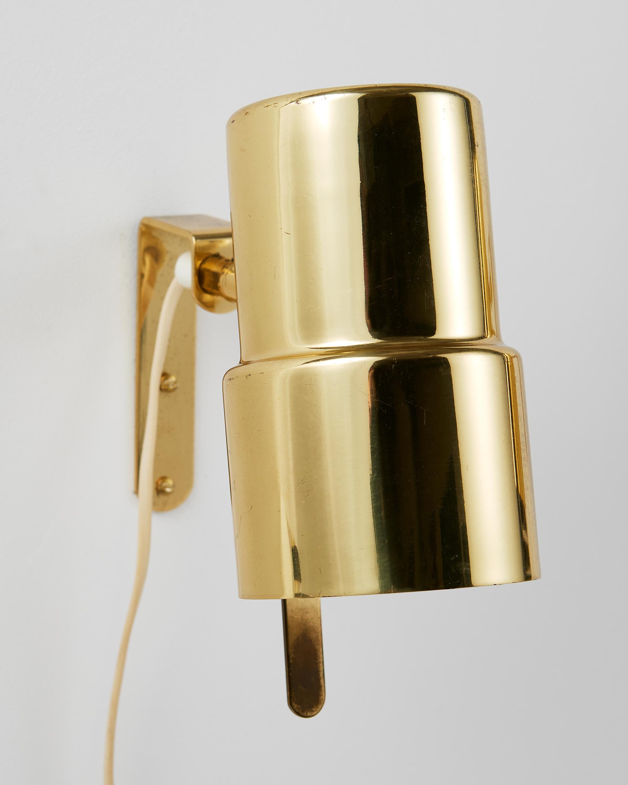 Brass Pair of Wall Lamps Model V-324 Designed by Hans-Agne Jakobsson, Sweden, 1960s