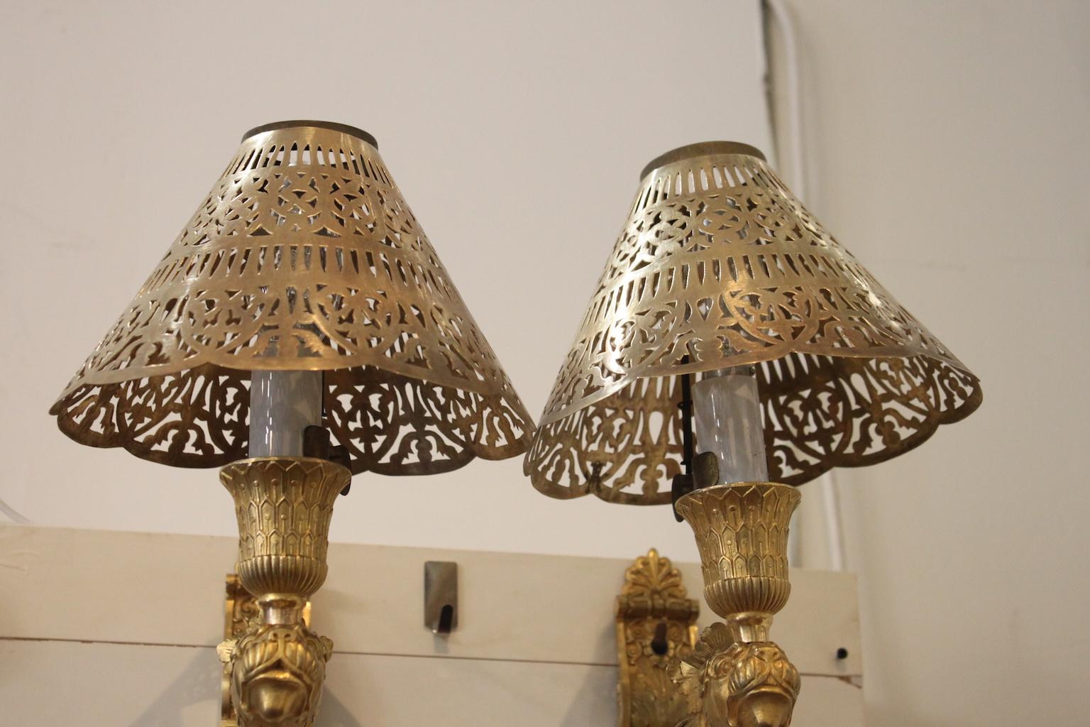 Gilt Pair of Wall Lamps, Restauration or Charles X Time