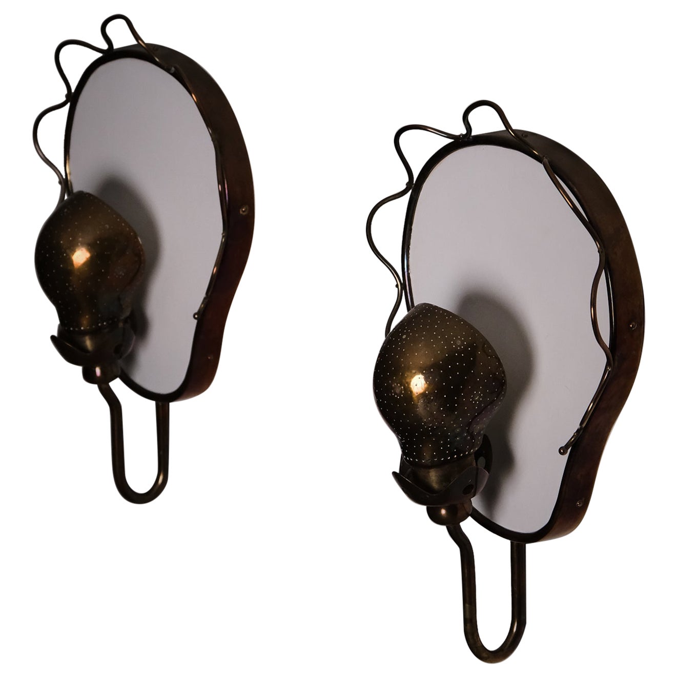 Pair of wall lamps, unknown designer, Sweden, 1940s