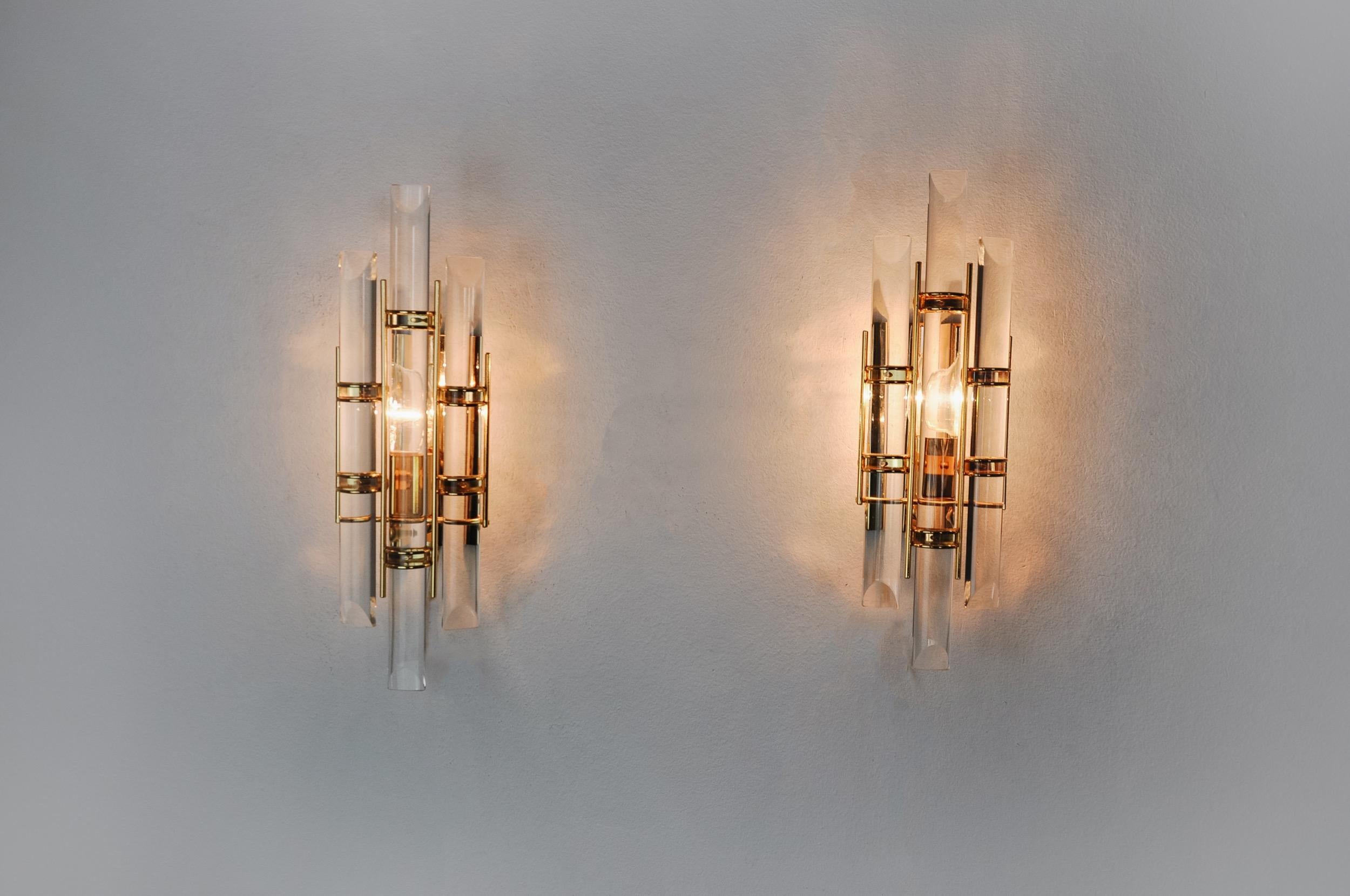 Late 20th Century Pair of Wall Lamps Venini Glass from Murano Italy 1970 For Sale
