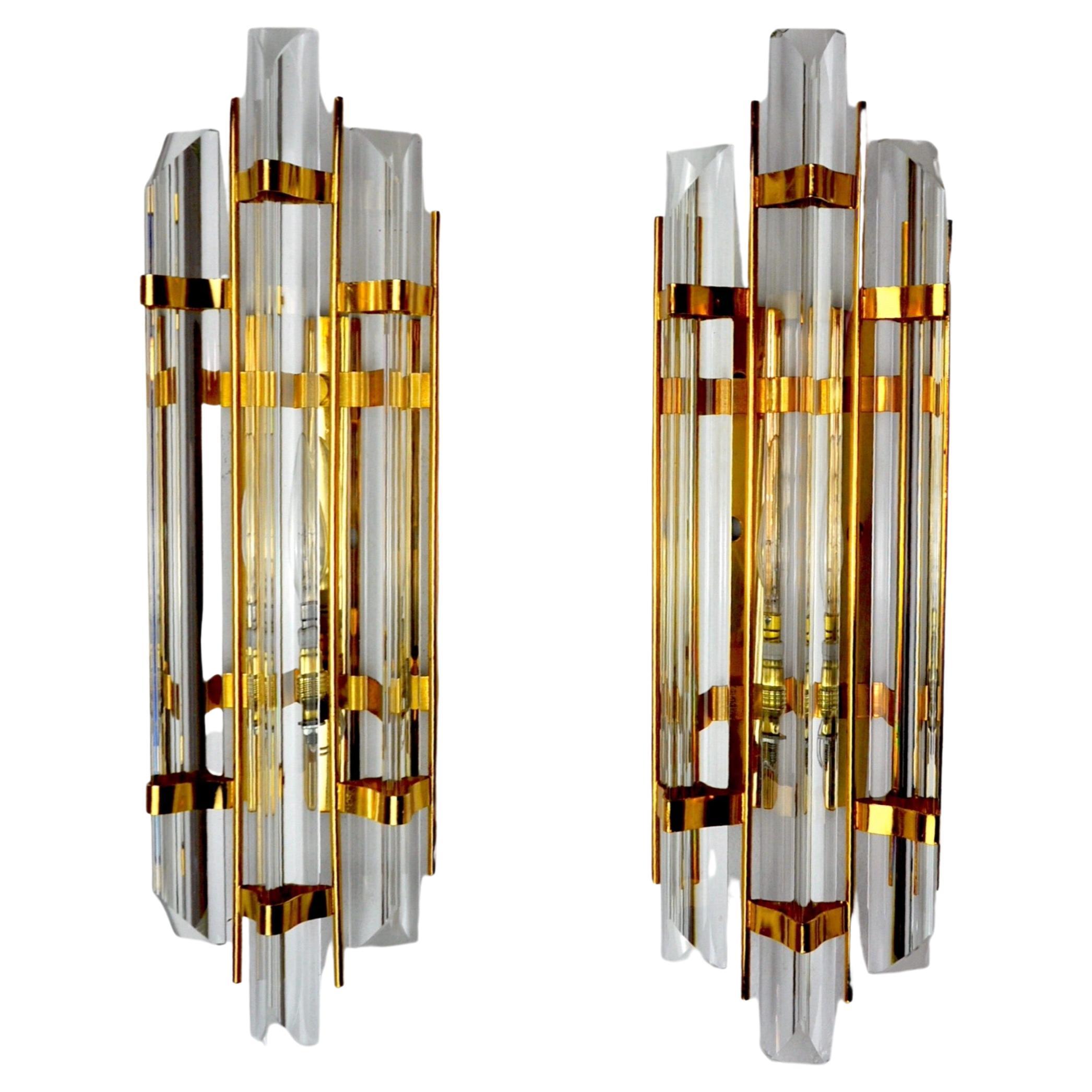 Pair of Wall Lamps Venini Glass from Murano Italy 1970 For Sale at 1stDibs