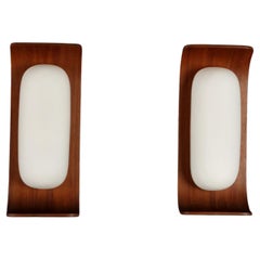 Pair of Wall Lamps Wood, Italy, 1960s