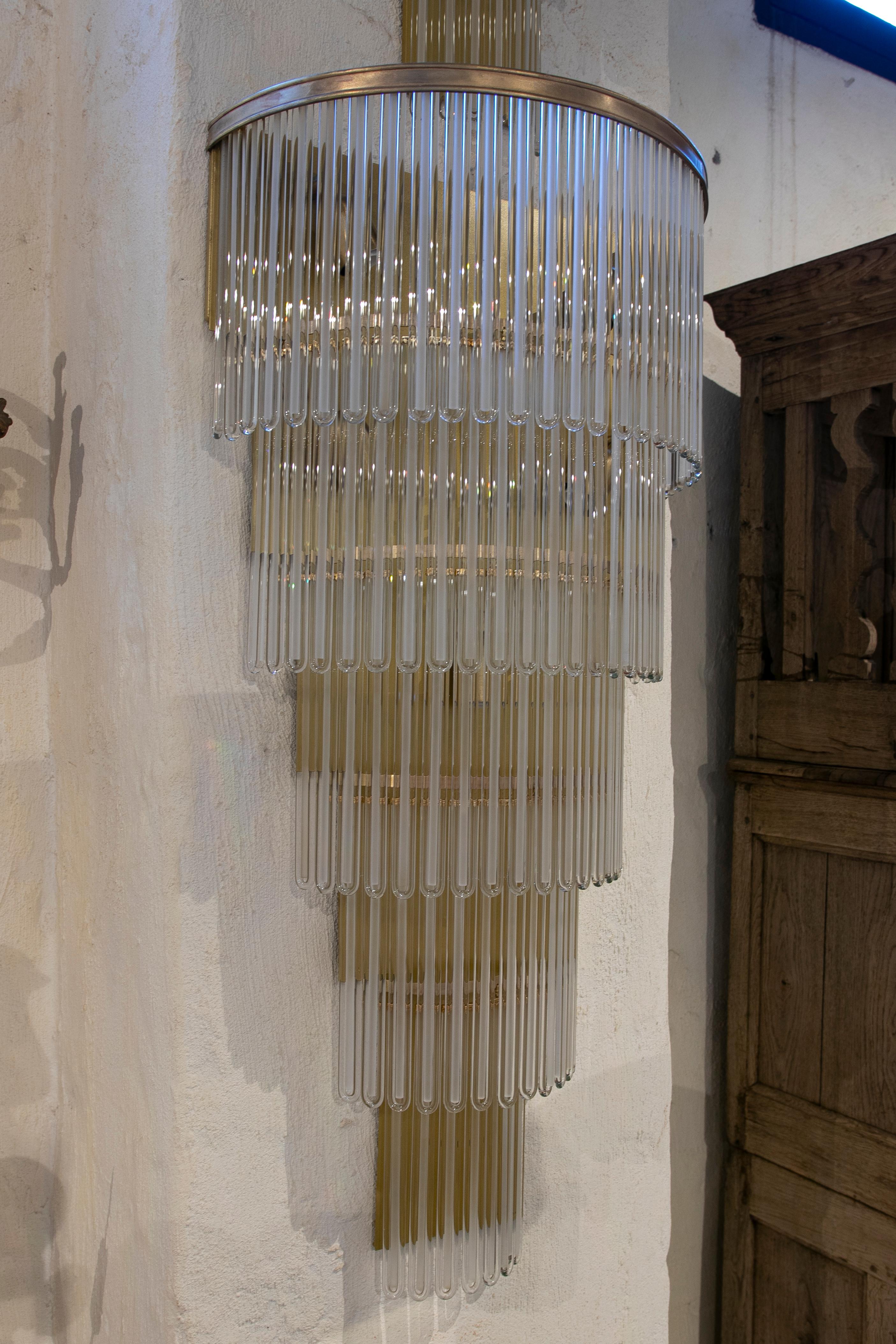 Paire d'appliques murales avec structure en métal et verre antique en vente 10
