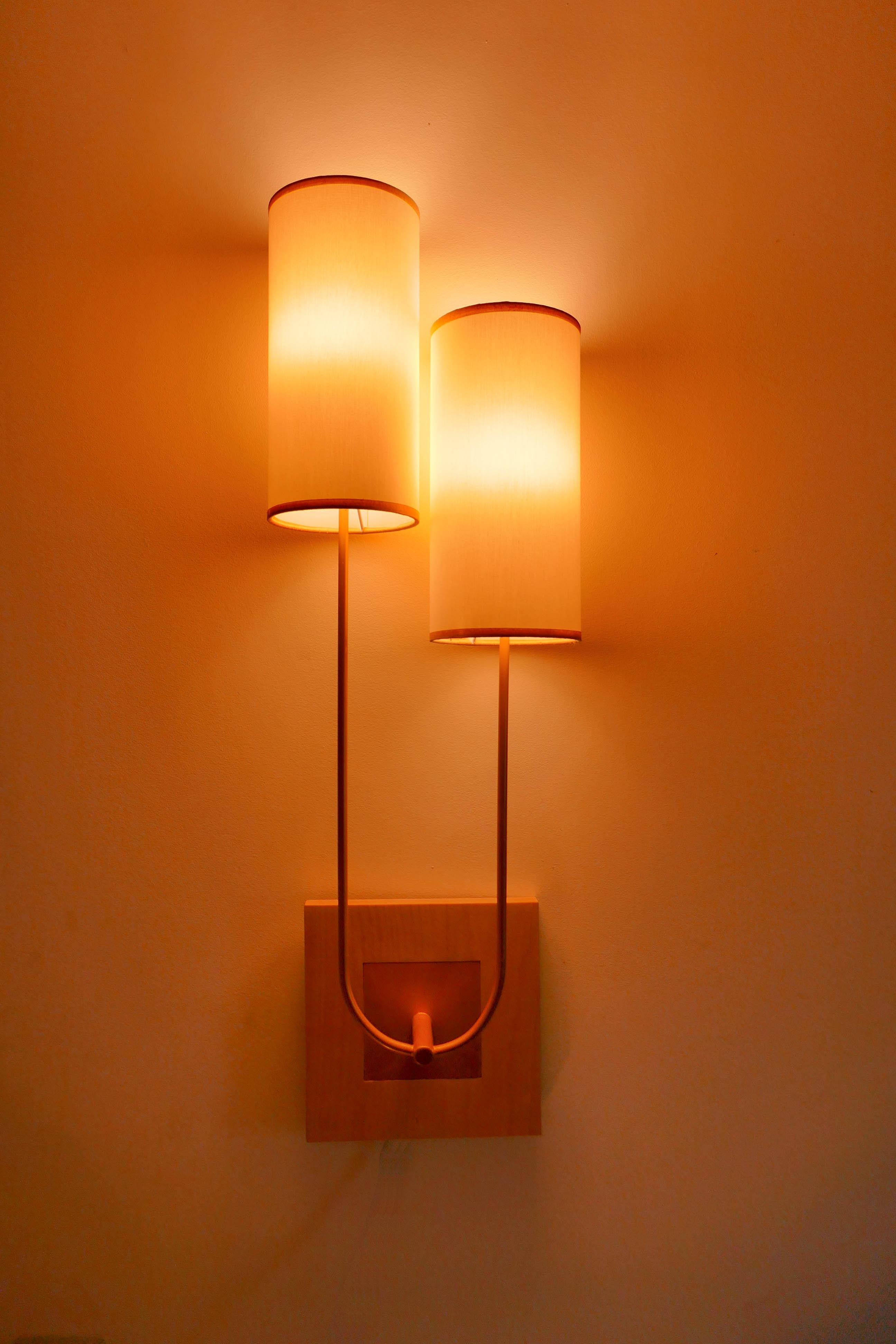 Pair of Wall Light in Metal Gold bronze  Patina by Aymeric Lefort For Sale 2