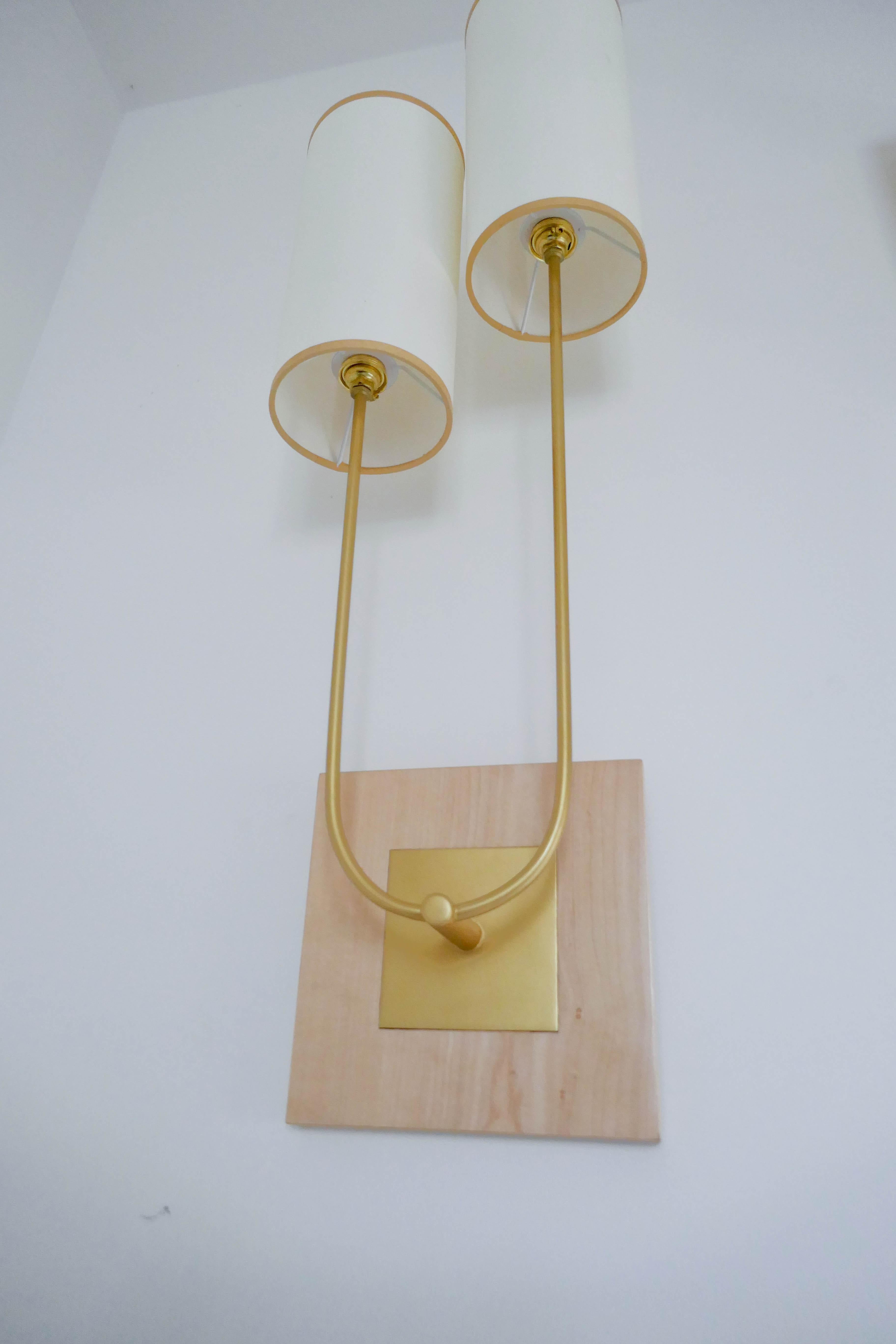 Pair of Wall Light in Metal Gold bronze  Patina by Aymeric Lefort For Sale 3