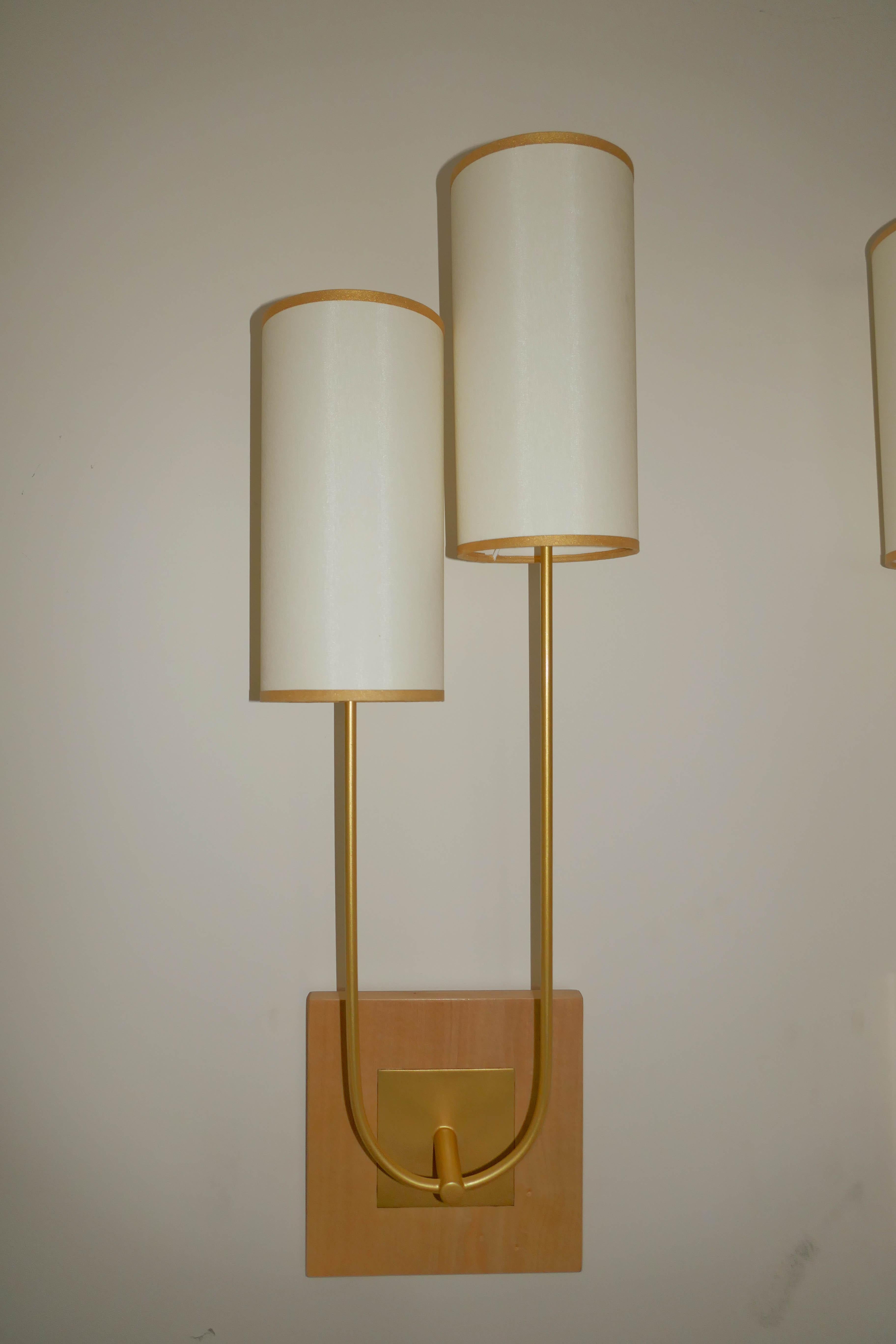 Pair of Wall Light in Metal Gold bronze  Patina by Aymeric Lefort For Sale 6