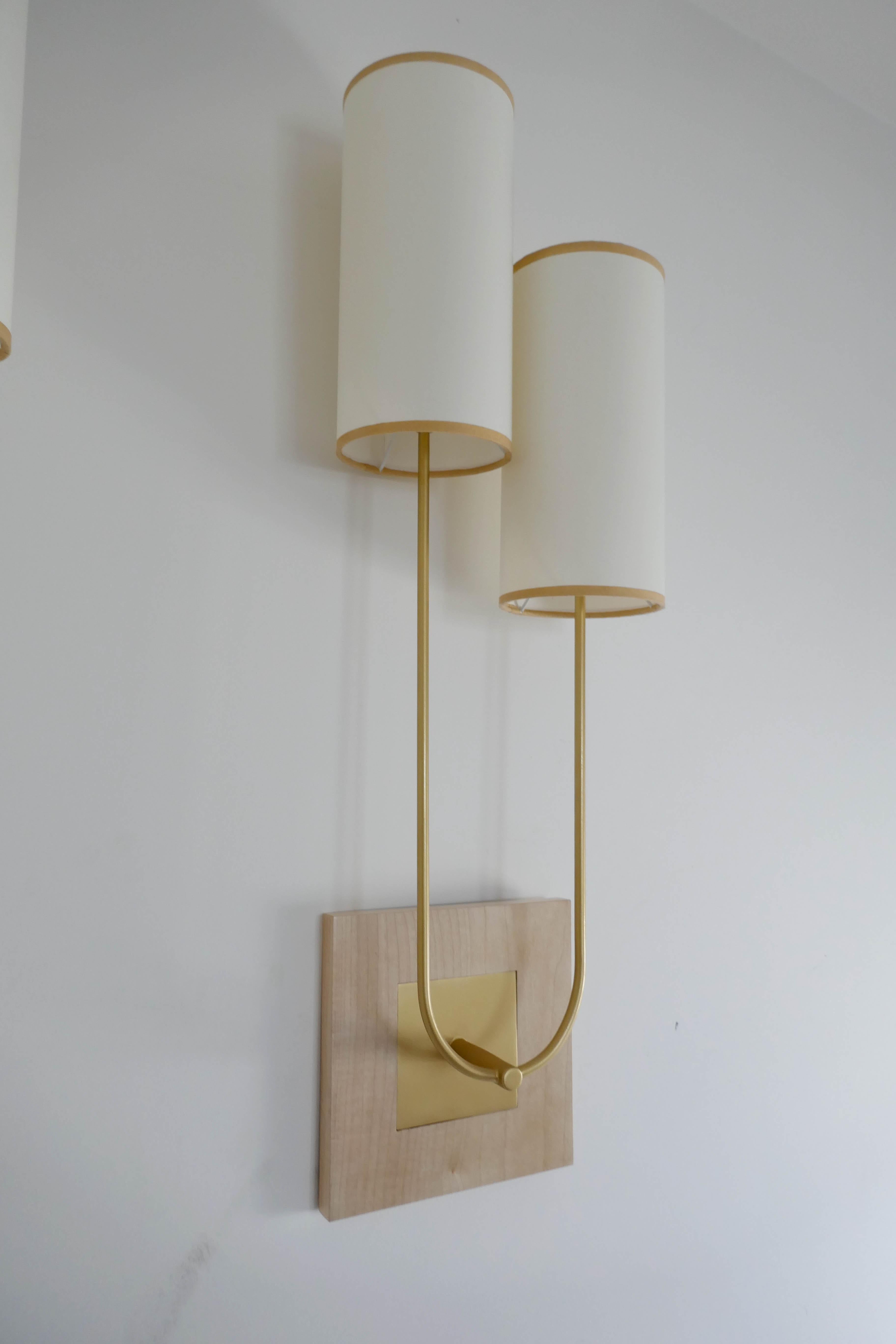 Modern Pair of Wall Light in Metal Gold bronze  Patina by Aymeric Lefort For Sale