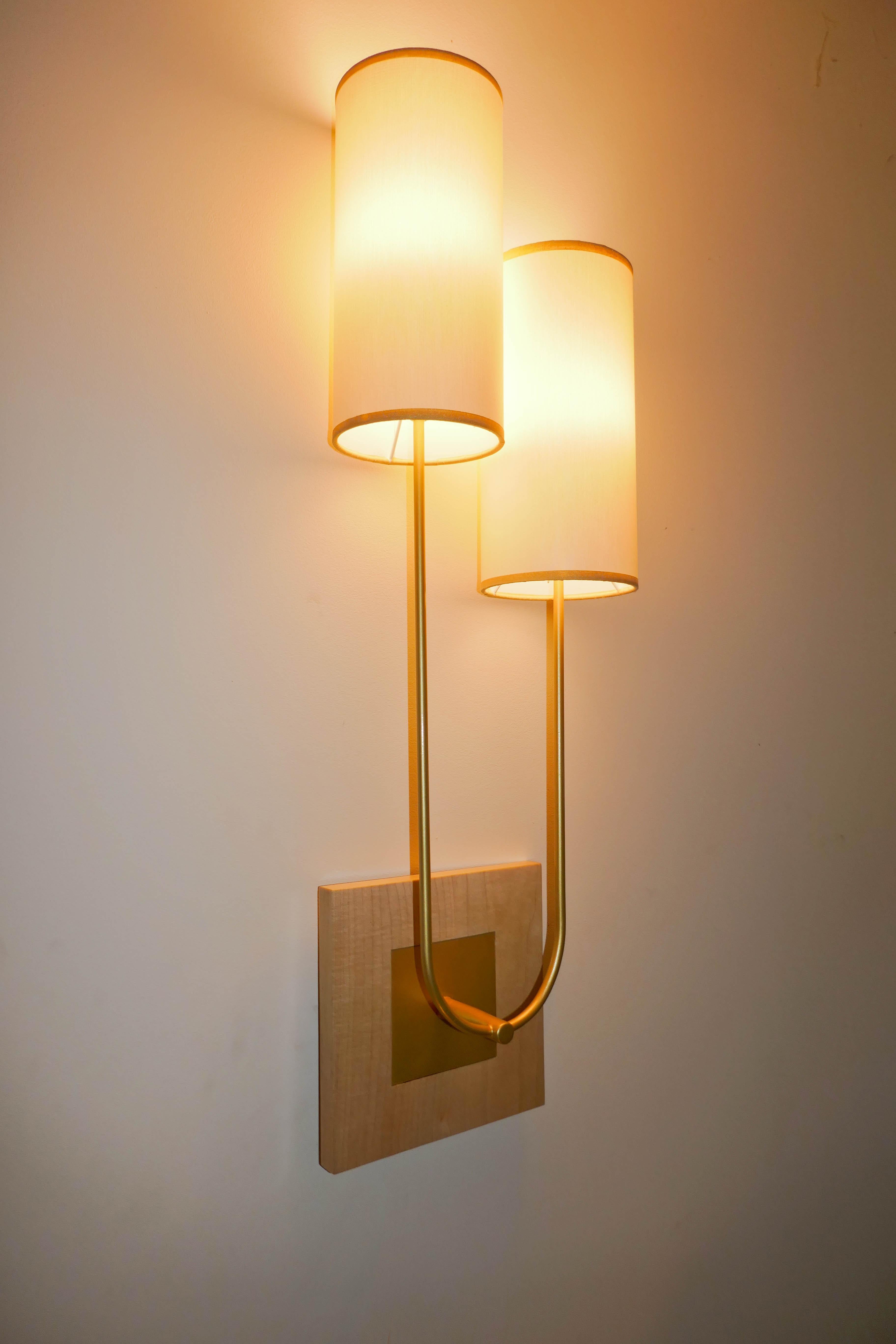 Patinated Pair of Wall Light in Metal Gold bronze  Patina by Aymeric Lefort For Sale