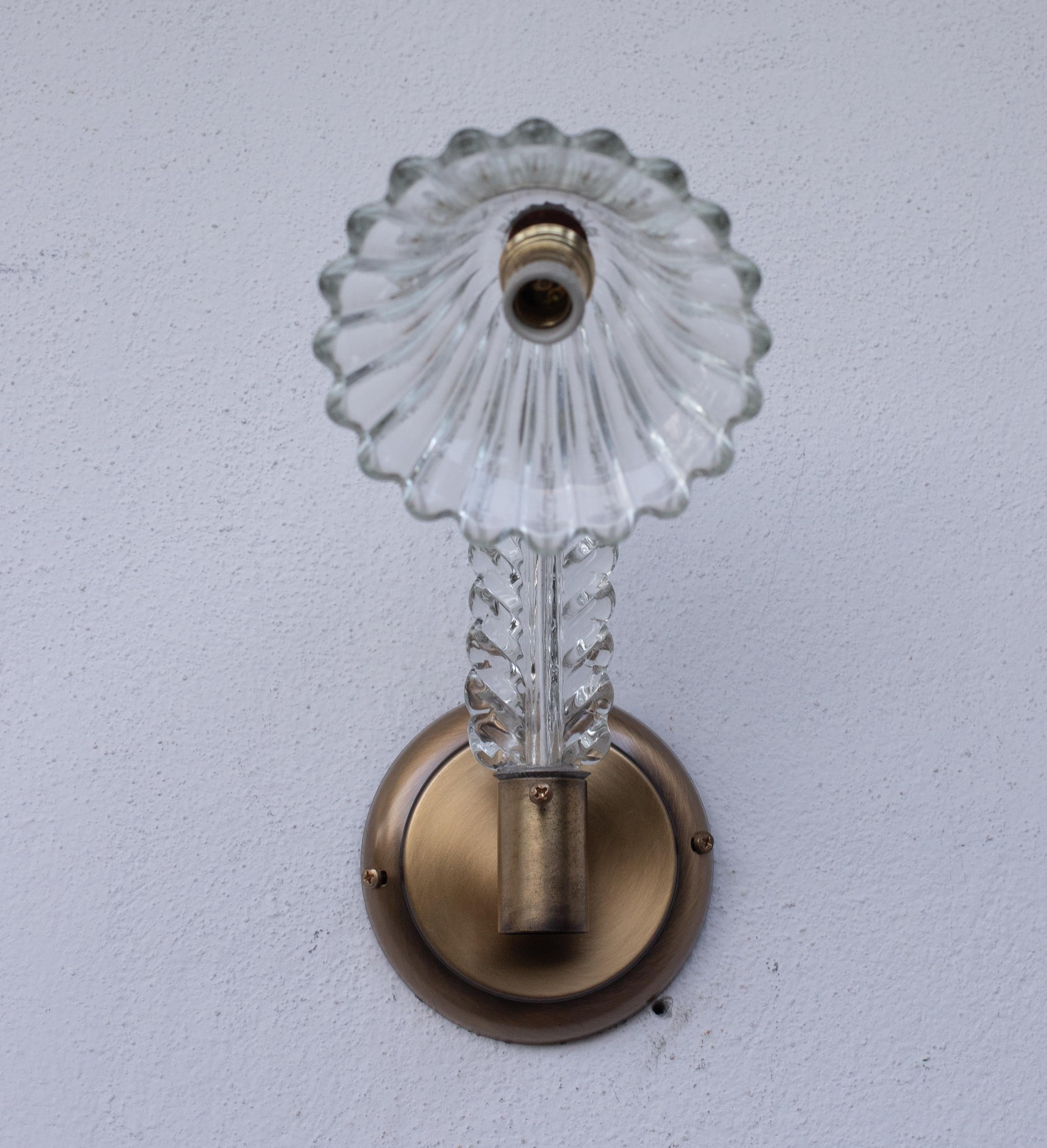 Pair of Wall Light Sconces by Barovier & Toso Glass Murano, Italy, 1950 In Good Condition For Sale In Roma, IT