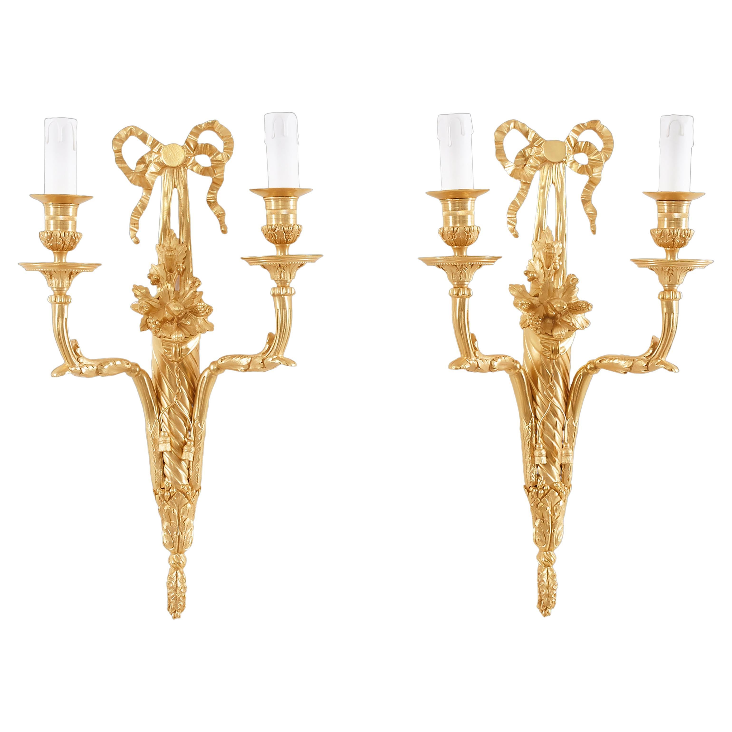 Pair of Wall Lights 19th Century Louis XVI  For Sale