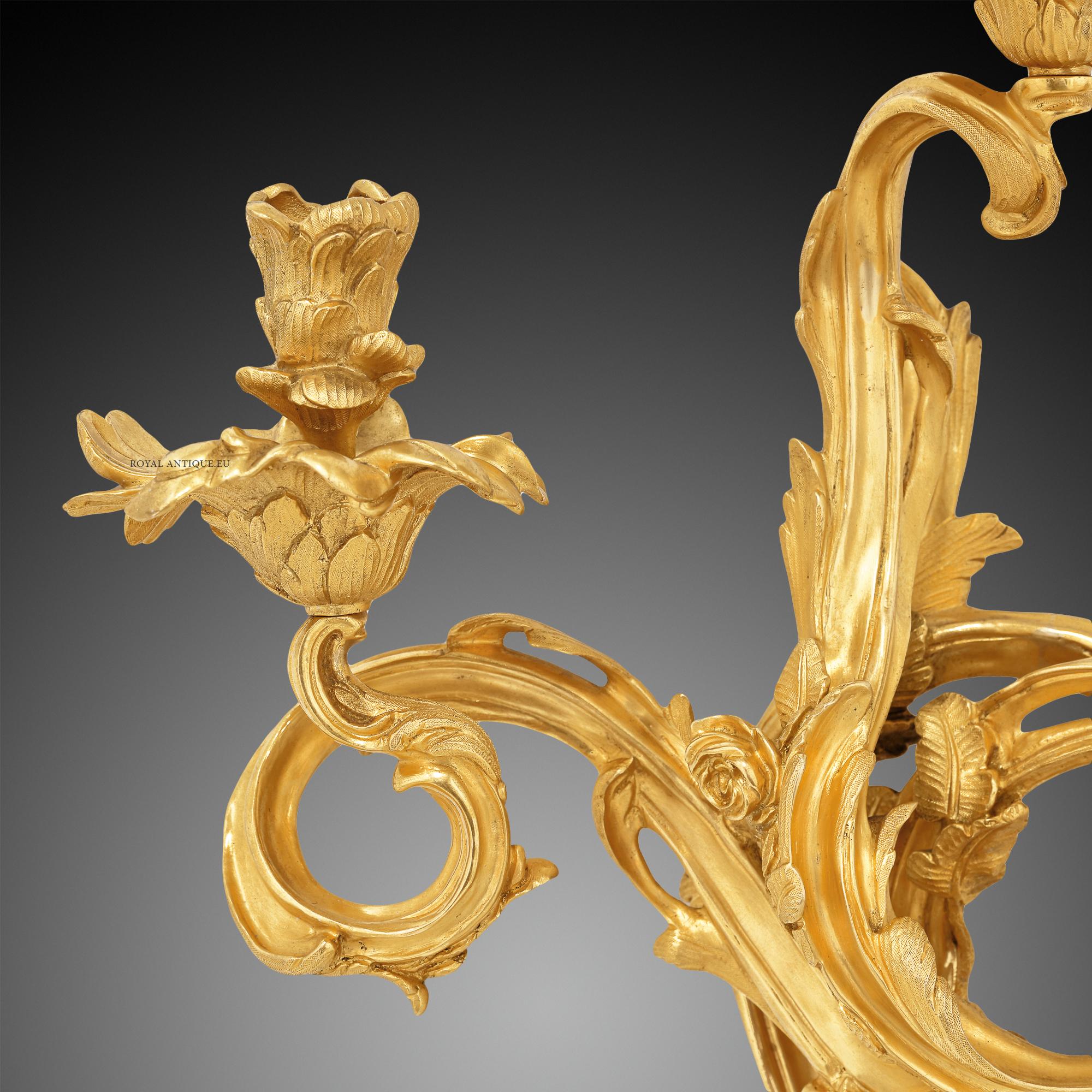 Gilt Pair of Wall Lights 19th Century Rococo