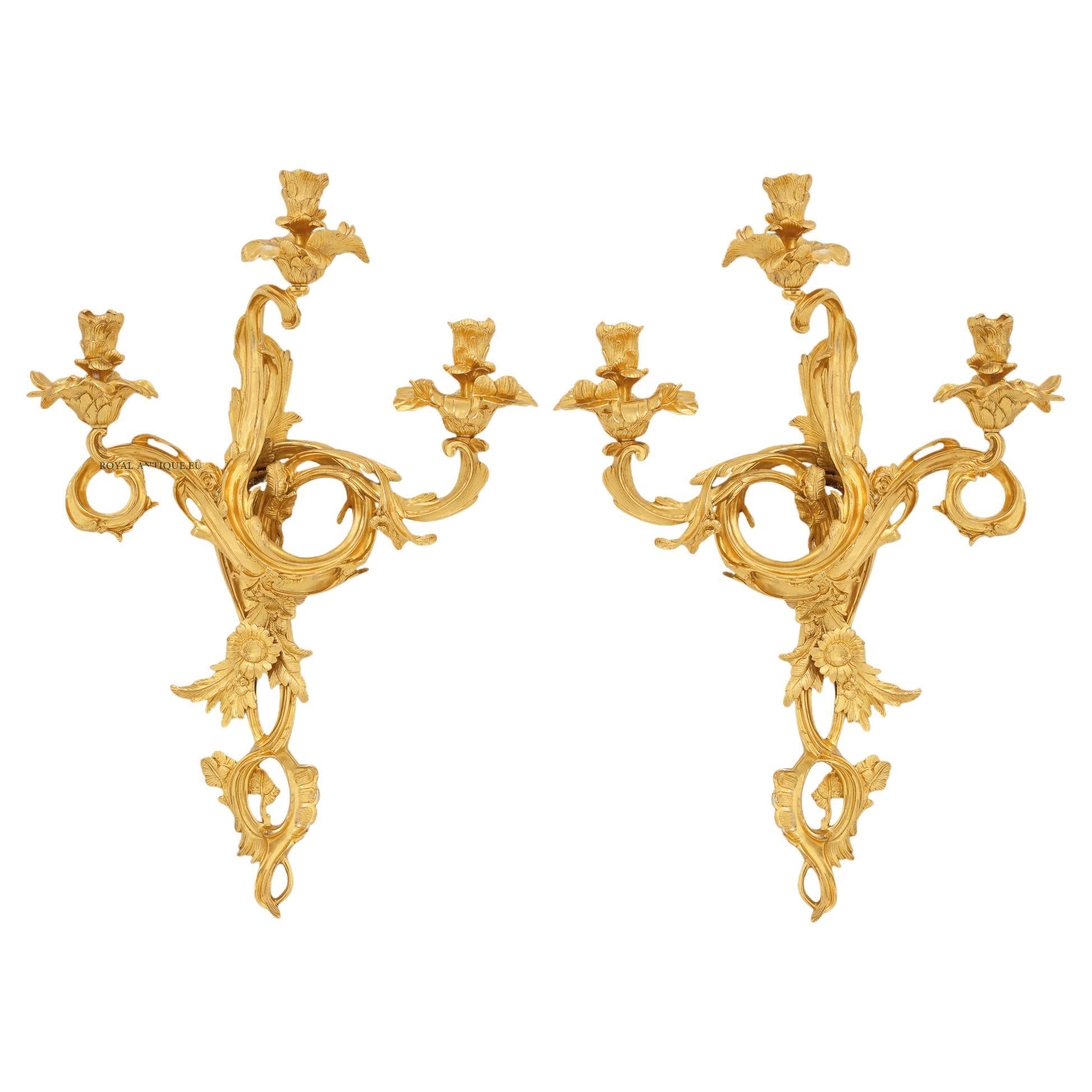 Pair of Wall Lights 19th Century Rococo