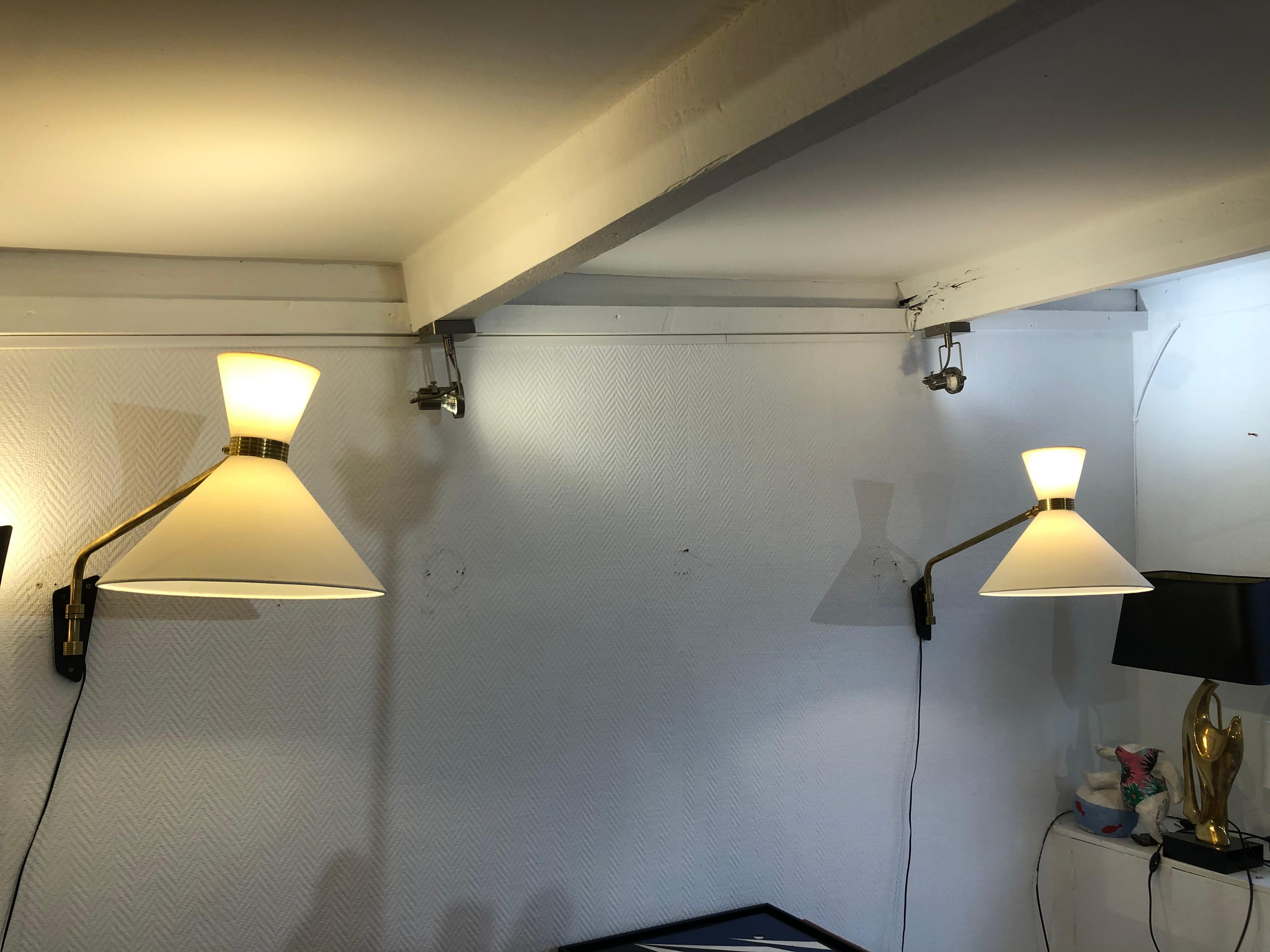 Pair of Wall Lights Adjustable by Arlus, 1950 In Good Condition In Saint-Ouen, FR