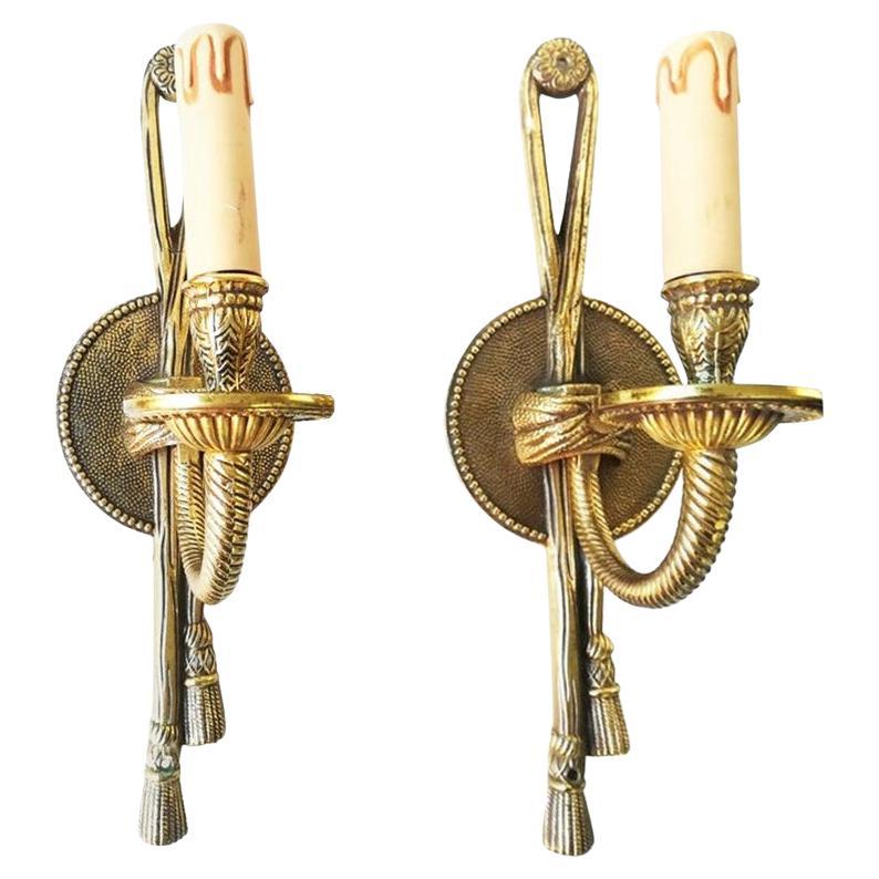 Elegant Wall Sconces Louis XVI Style France Early 20th Century For Sale