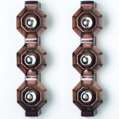 Pareja de apliques Aplique de cerámica marrón de Pan, Dinamarca, 1970