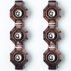 Pair of Wall Lights Braune Keramik-Wandleuchte von Pan, Dänemark, 1970