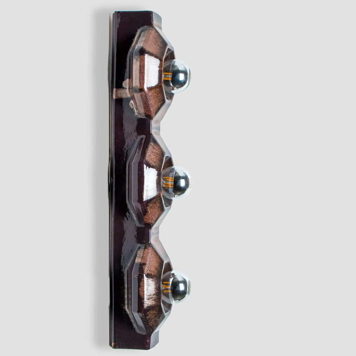 Paire d'appliques murales Applique en céramique Brown par Pan, Danemark, 1970 Bon état - En vente à Rijssen, NL