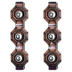 Pair of Wall Lights Brown Ceramic Wall Light by Pan, Denmark, 1970