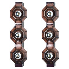 Pair of Wall Lights Brown Ceramic Wall Light by Pan, Denmark, 1970