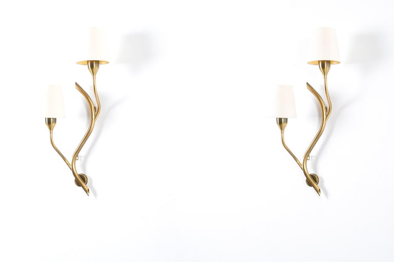 Brass Pair of Wall Lights by Astra, Norway, 1960s For Sale