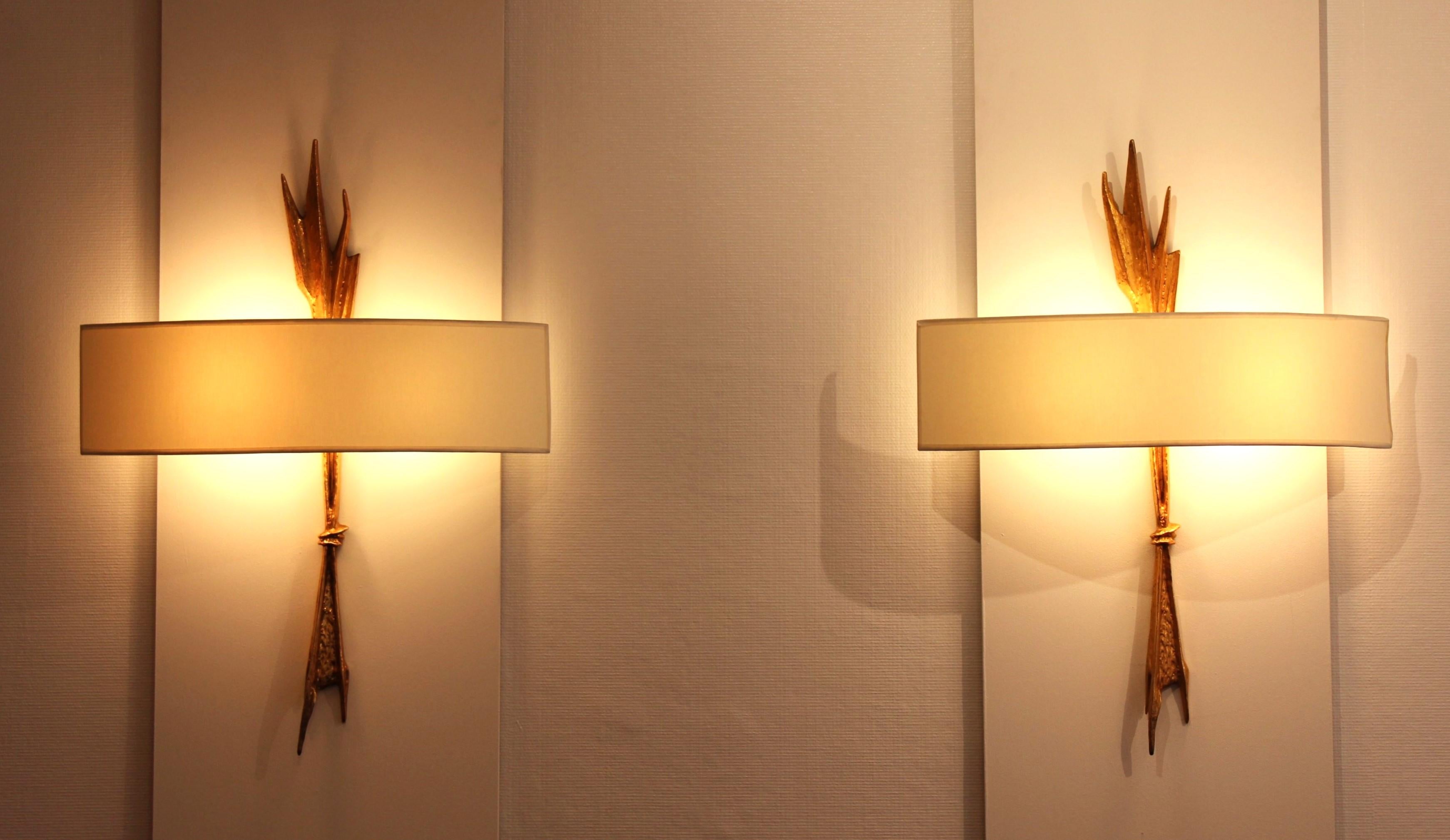 French Pair of wall lights by Felix Agostini, 