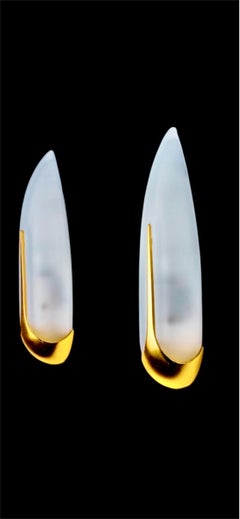 Pair of wall lights by Idearte, smoked glass and gilt gold metal, Spain, 1980