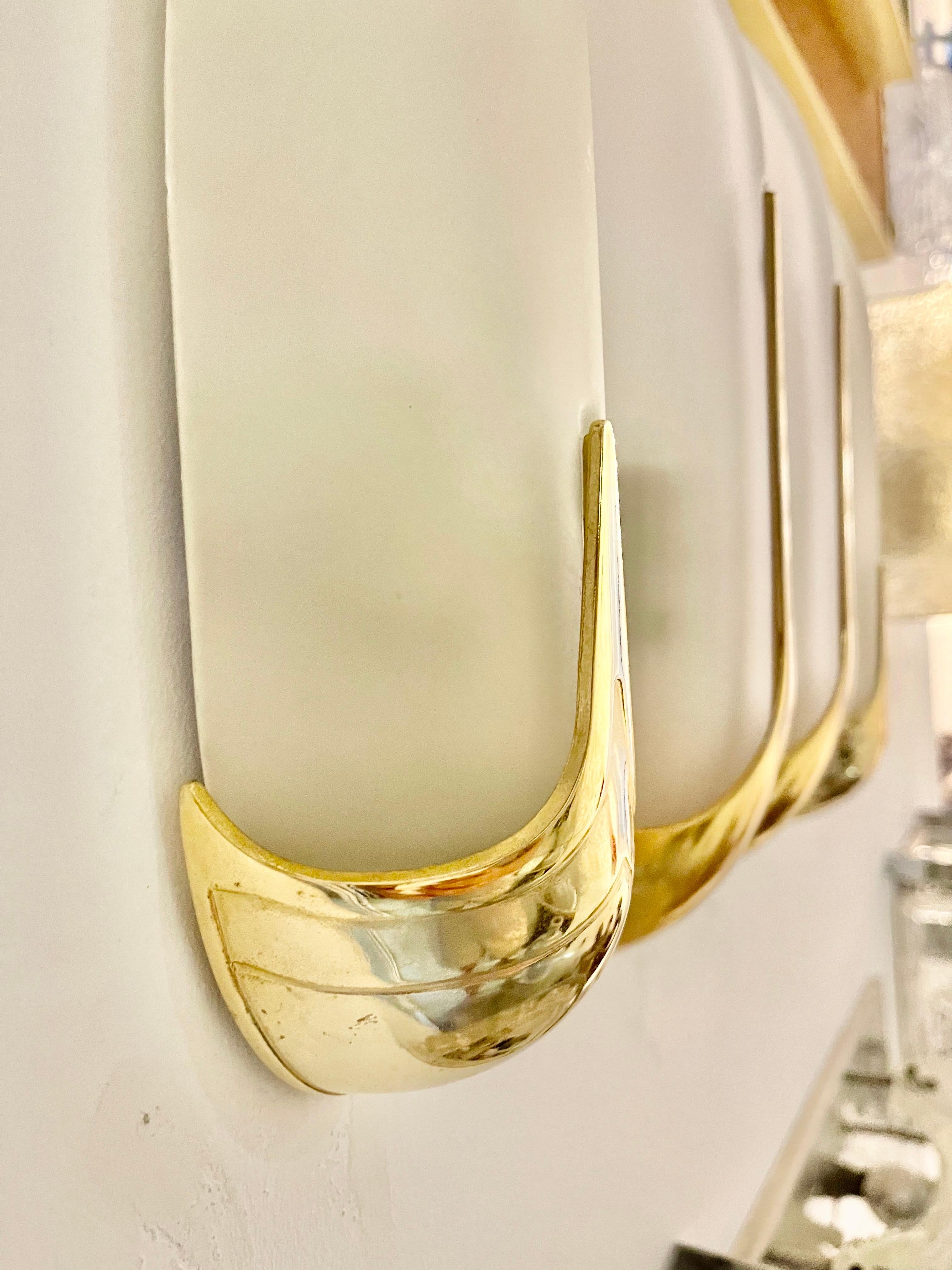 Paar Wandleuchten von Idearte, Rauchglas und vergoldetes Metall, Spanien, 1980 im Zustand „Gut“ im Angebot in La xara, VC