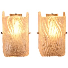 Vintage Pair of Wall Lights by Kalmar with Textured Glass Shades, 1960s