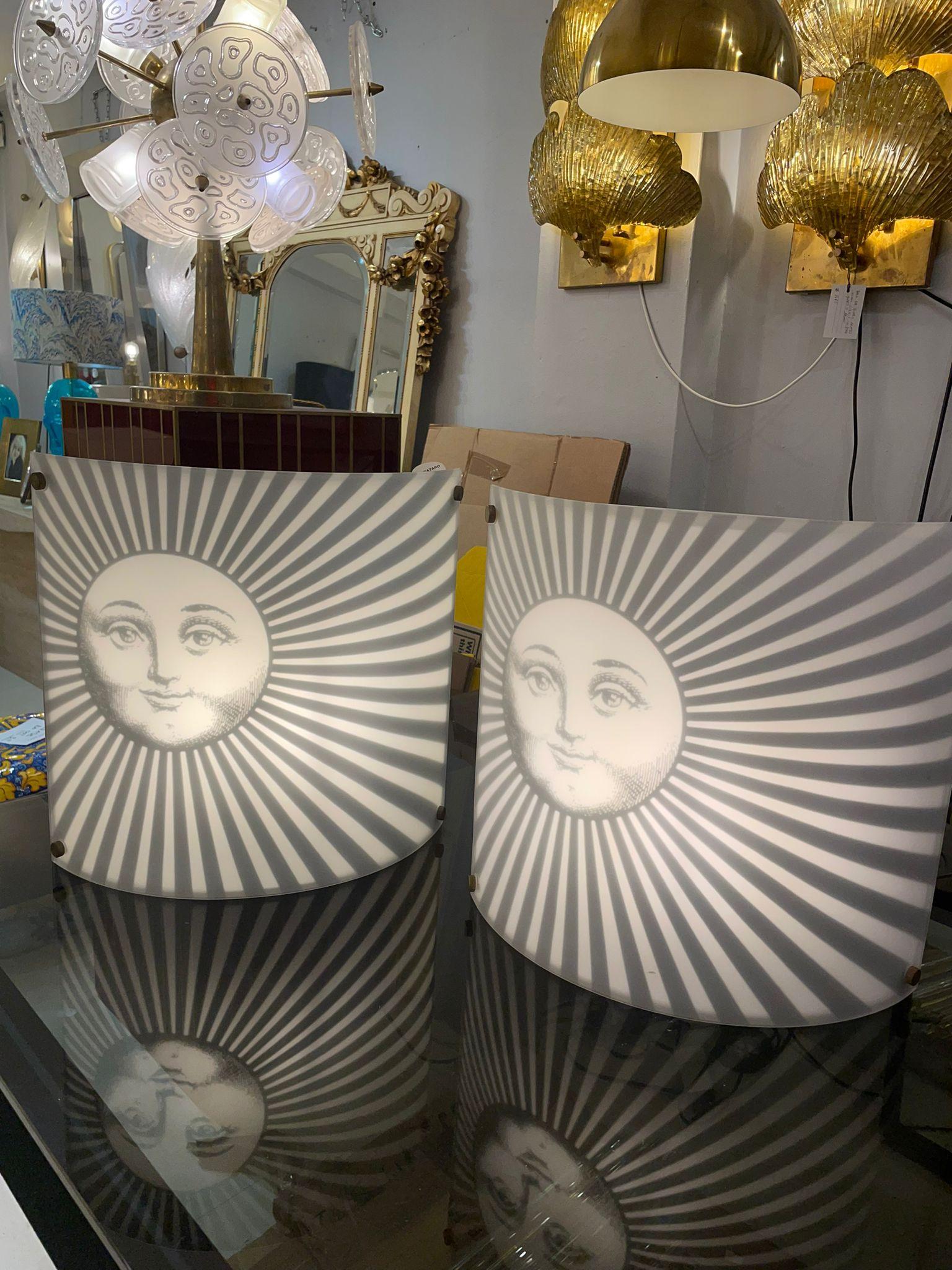 Italian Pair of Wall Lights by Piero Fornasetti, circa 1980 For Sale