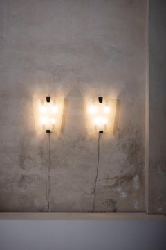 Pair of wall lights by Pietro Chiesa produced by Fontana Arte, Italy 1940s