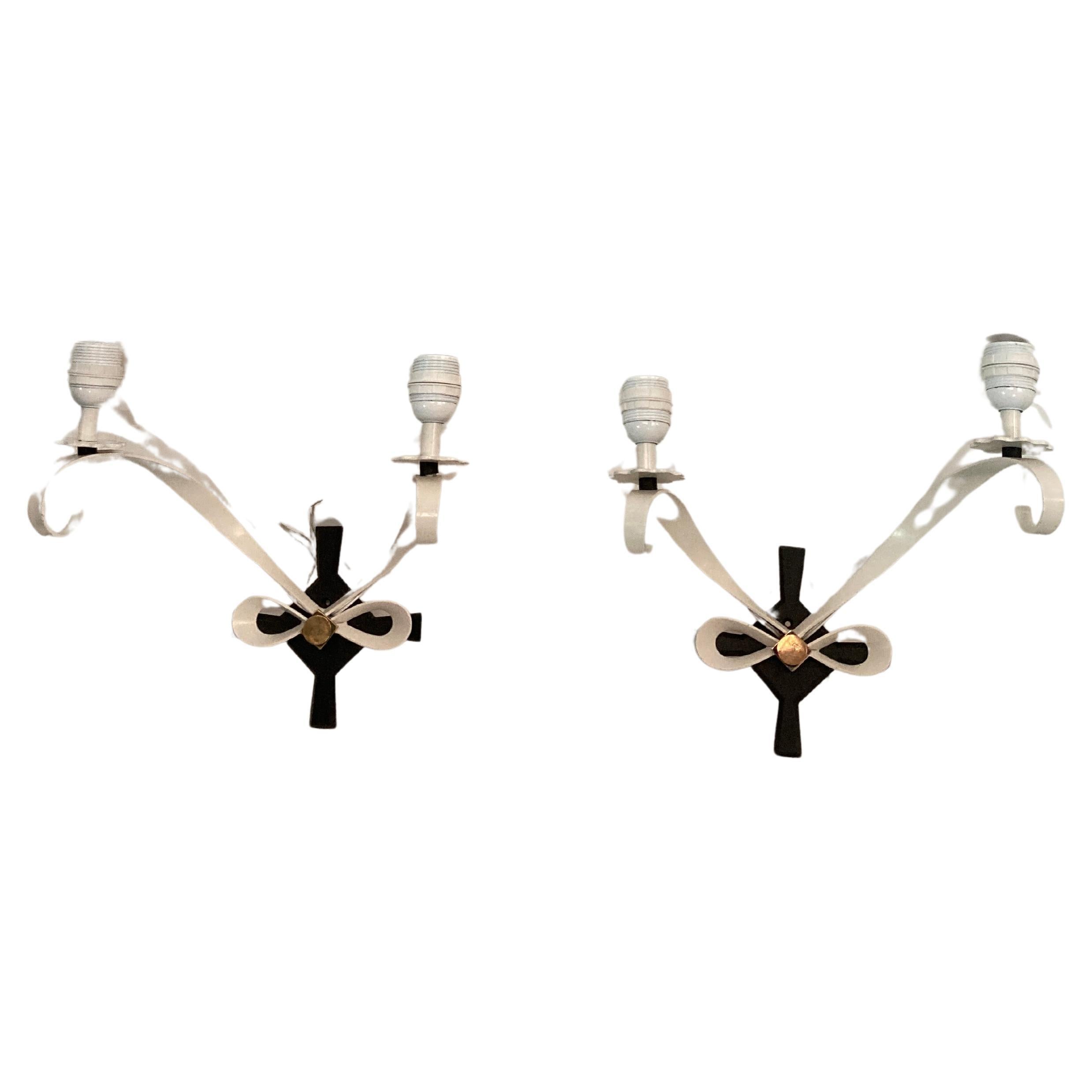 Pair of wall lights by René Drouet For Sale