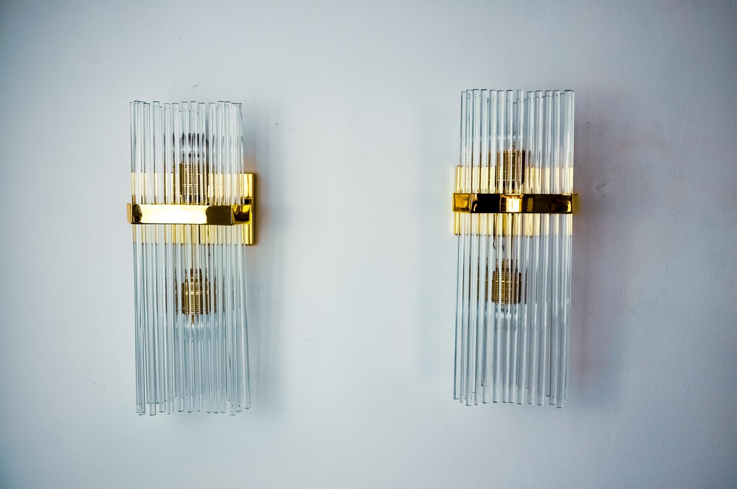 Pair of wall lights by Sciolari for Lightolier, Italy, 1970 In Good Condition For Sale In BARCELONA, ES