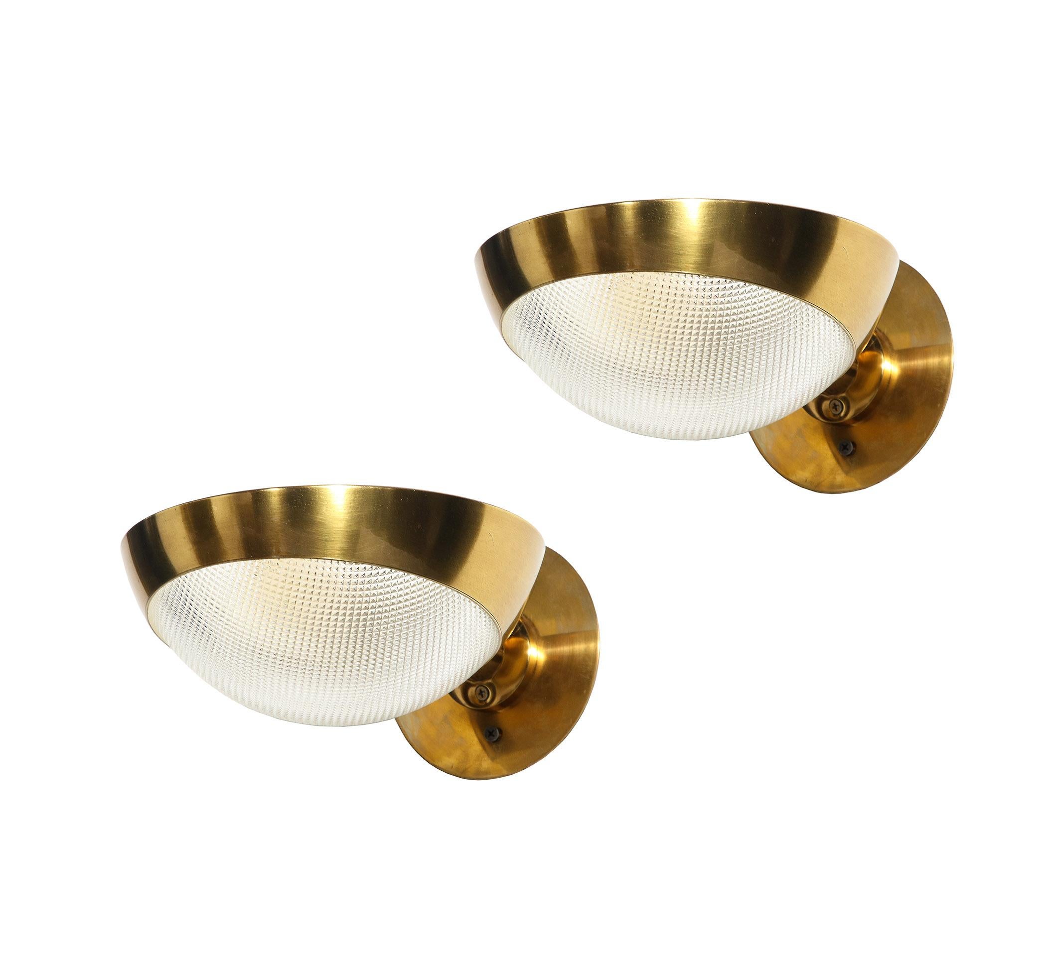 Brass Pair of Wall Lights by Stilnovo For Sale